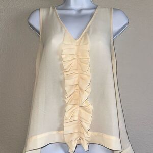 lo posh cream sleeveless ruffle blouse
